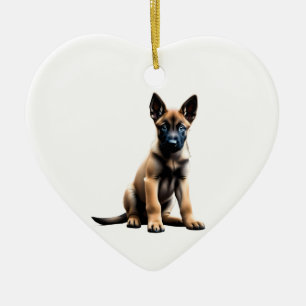 Personalised Belgian Malinois Puppy Ceramic Ornament