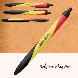 Personalised Belgian Pen, Belgian Flag, Belgium Black Ink Pen