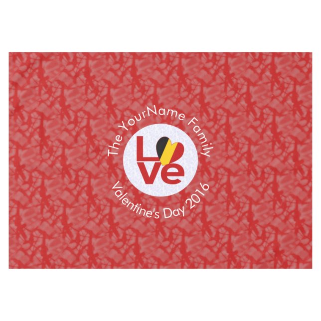 Personalised Belgium Red LOVE Flag Tablecloth (Front (Horizontal))