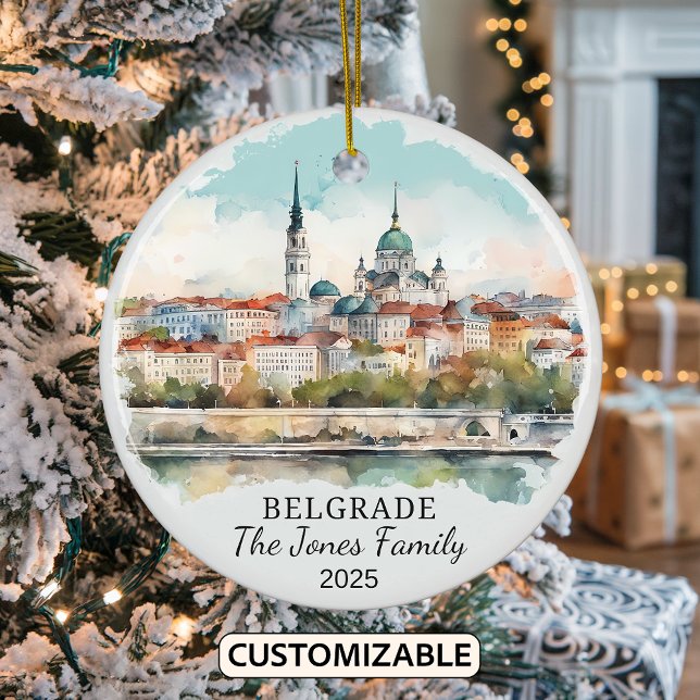 Personalised Belgrade Ornament, Serbia Gift Ceramic Ornament (Creator Uploaded)