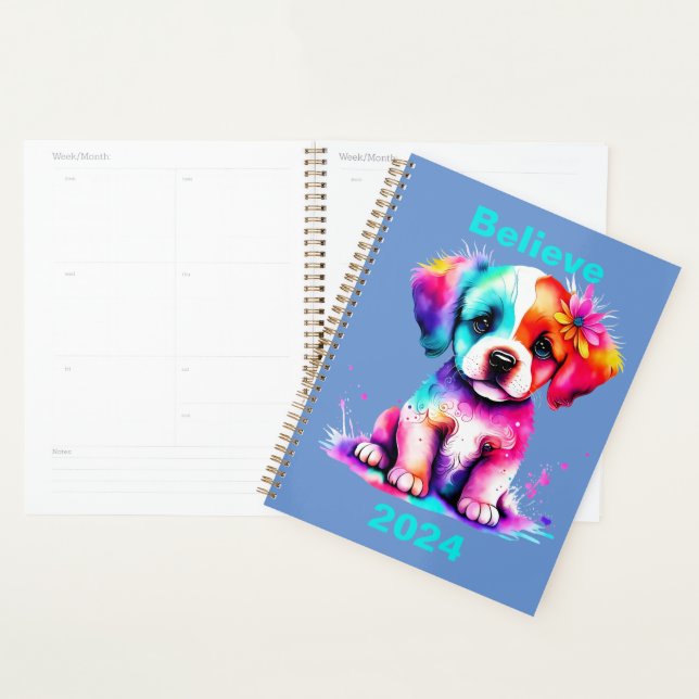 Personalised “Believe” 2024 Planner, Puppy  Planner (Display)
