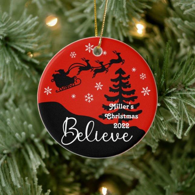 Personalised Believe Ceramic Ornament (Tree)