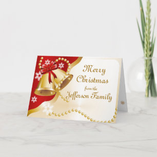 Personalised Bells & Pearls Merry Christmas Card