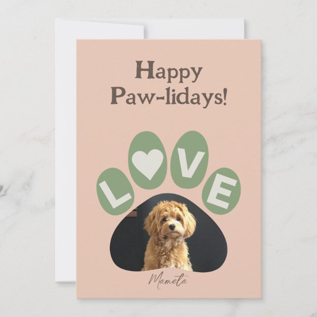 Personalised Beloved Fur Baby Paw Holiday Card (Front)
