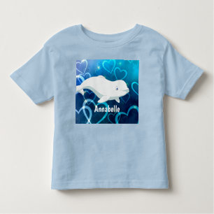 Personalised Beluga Whale and Blue Hearts Arctic Toddler T-Shirt