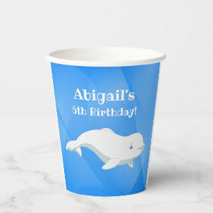 Personalised Beluga Whale Arctic Ocean Birthday Paper Cups
