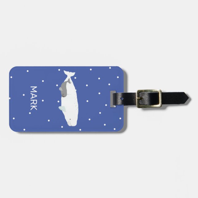 Personalised Beluga Whale Kids Birthday Party  Luggage Tag (Front Horizontal)