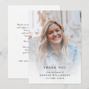 Personalised Bereavement Thank You Photo Memorial Card