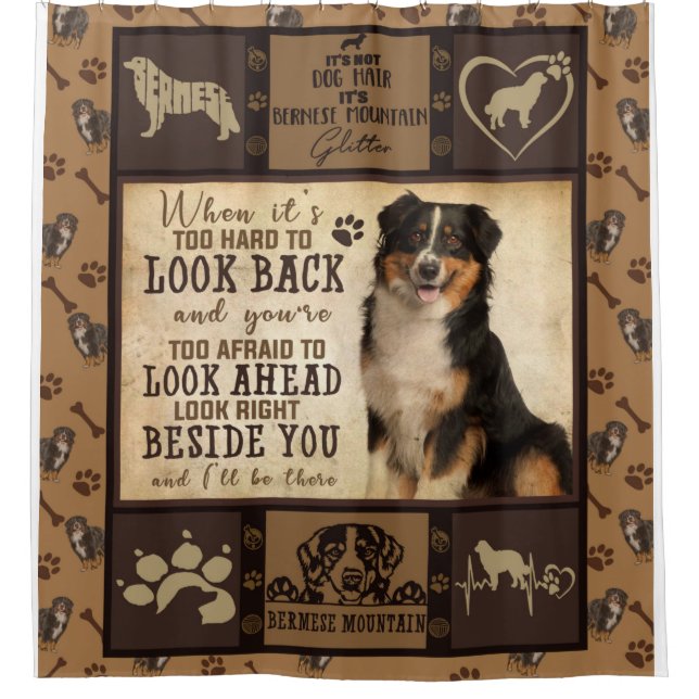 Personalised Bermese Mountain Dog Blanket Gift Shower Curtain (Front)