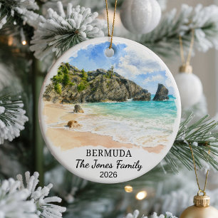 Personalised Bermuda Ceramic Ornament, Custom Cari Ornament