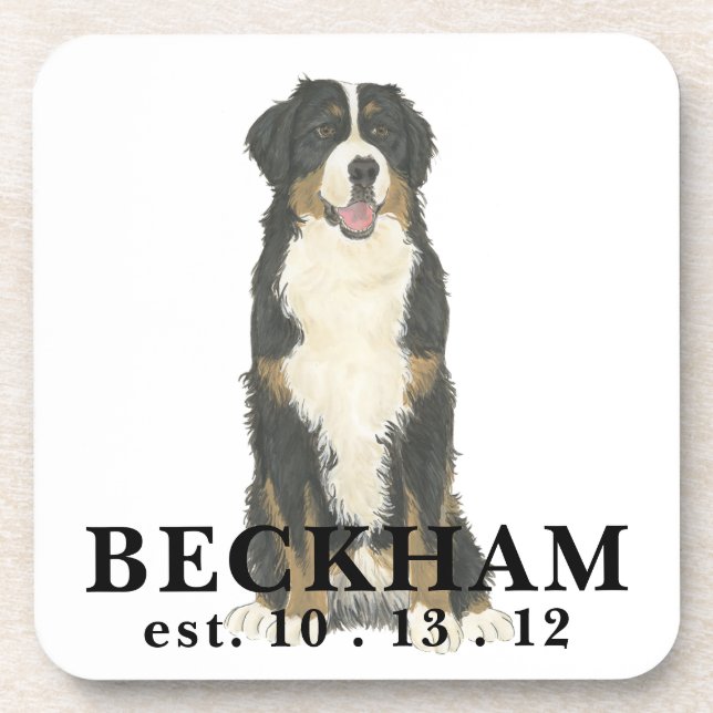 Personalised Bernedoodle Beverage Coaster (Front)