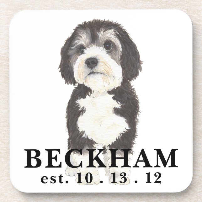 Personalised Bernedoodle Beverage Coaster (Front)