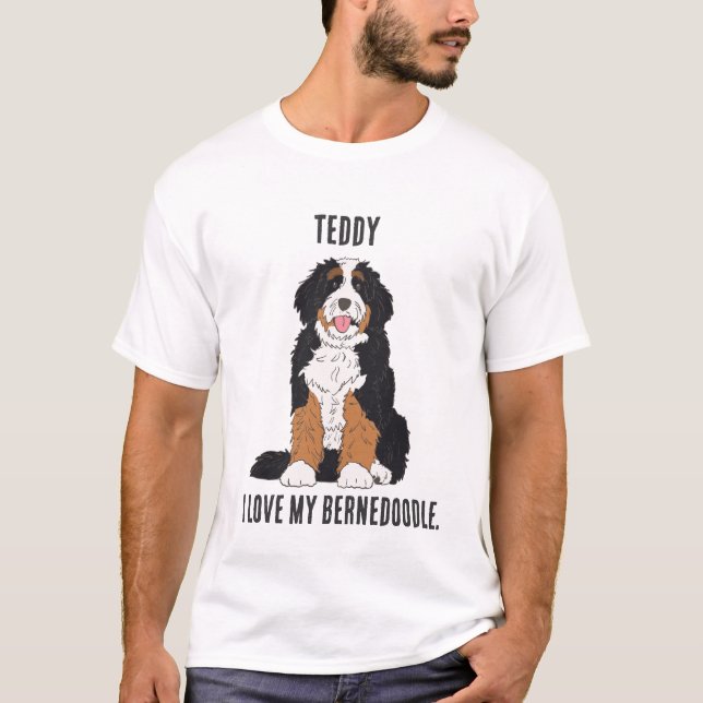 Personalised Bernedoodle Dog Dad Custom Name T-Shirt (Front)