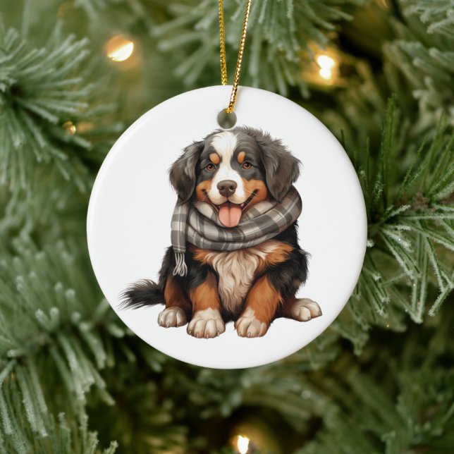 Personalised Bernese Mountain Dog Art Ceramic Ornament (Tree)