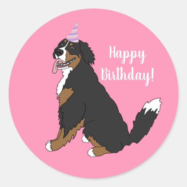 Personalised Bernese Mountain Dog Birthday   Classic Round Sticker (Front)