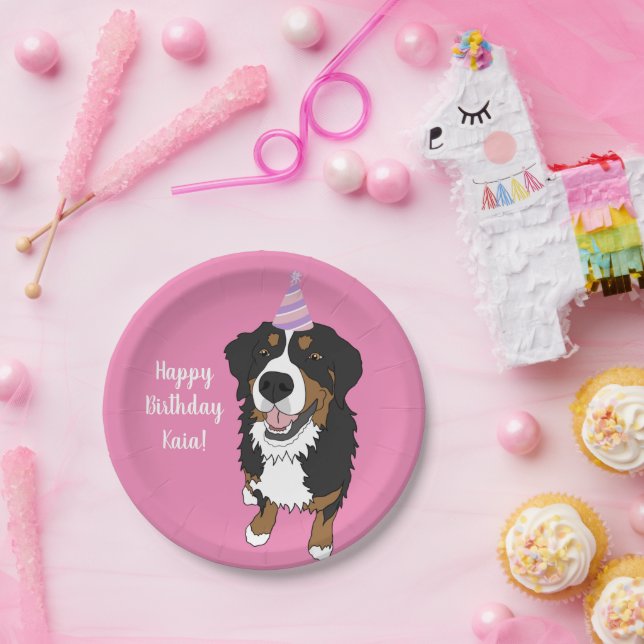 Personalised Bernese Mountain Dog Birthday Paper Plate (Party)