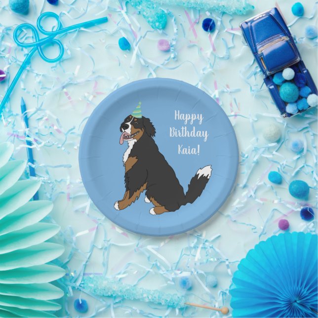 Personalised Bernese Mountain Dog Birthday  Paper Plate (Party)