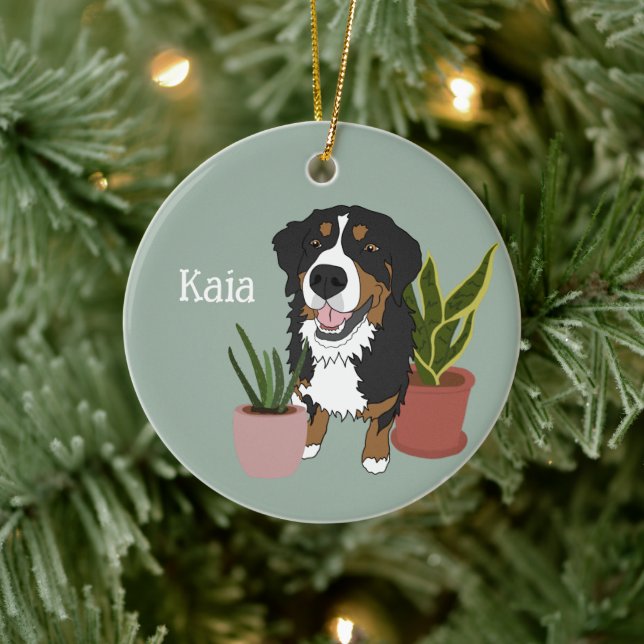 Personalised Bernese Mountain Dog  Ceramic Ornament (Tree)