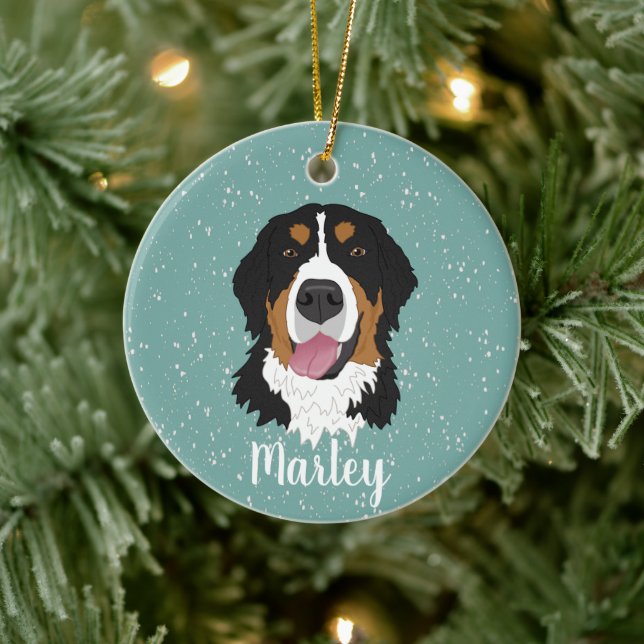 Personalised Bernese Mountain Dog Christmas  Ceramic Ornament (Tree)