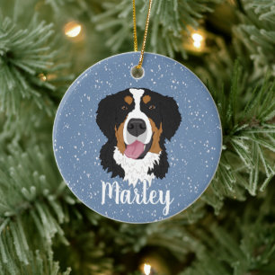 Personalised Bernese Mountain Dog Christmas Ceramic Ornament