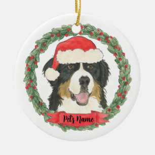 Personalised Bernese Mountain Dog Christmas Ceramic Ornament