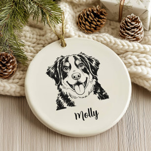 Personalised Bernese Mountain Dog Christmas Ceramic Ornament
