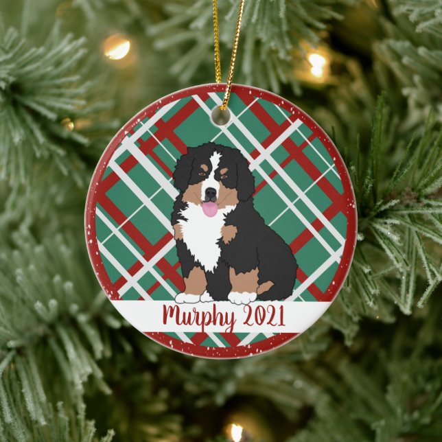 Personalised Bernese Mountain Dog Christmas  Ceramic Ornament (Tree)