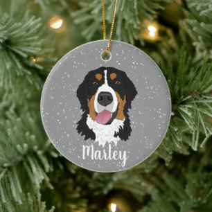 Personalised Bernese Mountain Dog Christmas Ceramic Ornament