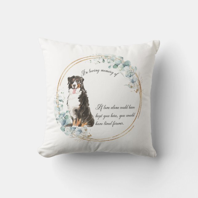 Personalised Bernese Mountain Dog Memorial Cushion (Front)