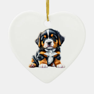 Personalised Bernese Mountain Dog Puppy Ceramic Ornament