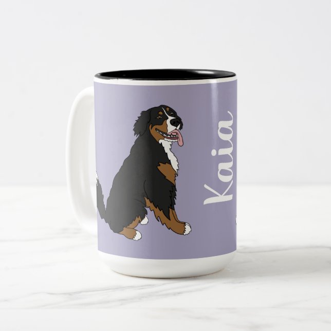 Personalised Bernese Mountain Dog  Two-Tone Coffee Mug (Front Left)
