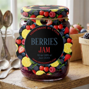 Personalised Berries Jam Round Jar Tag