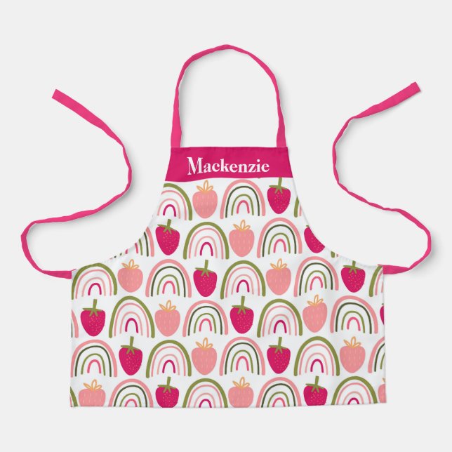 Personalised Berry Colourful Rainbows Sweet Kids Apron (Front)