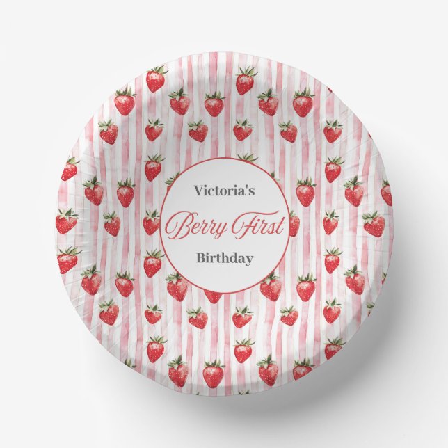 Personalised 'Berry First' Birthday Bowl's Paper Plate (Front)