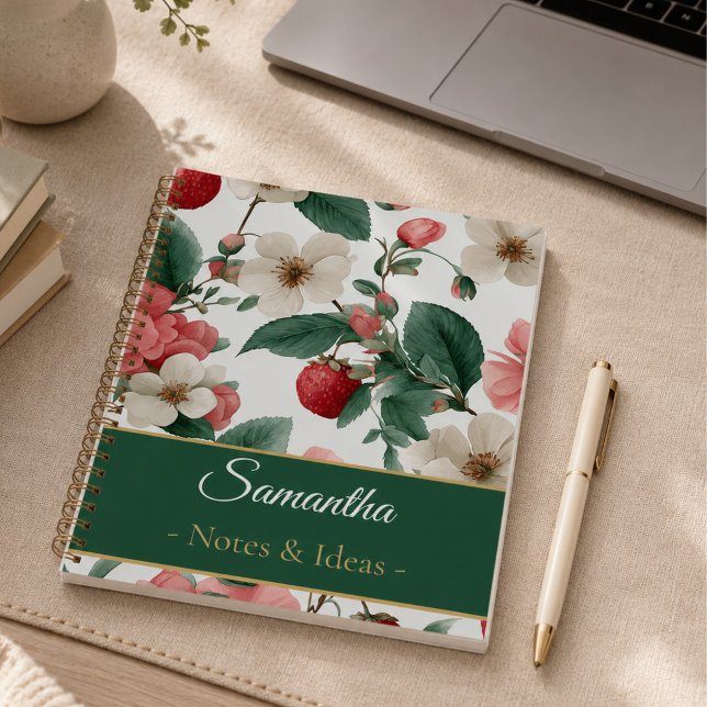 Personalised Berry Floral Custom Name Notebook (Creator Uploaded)