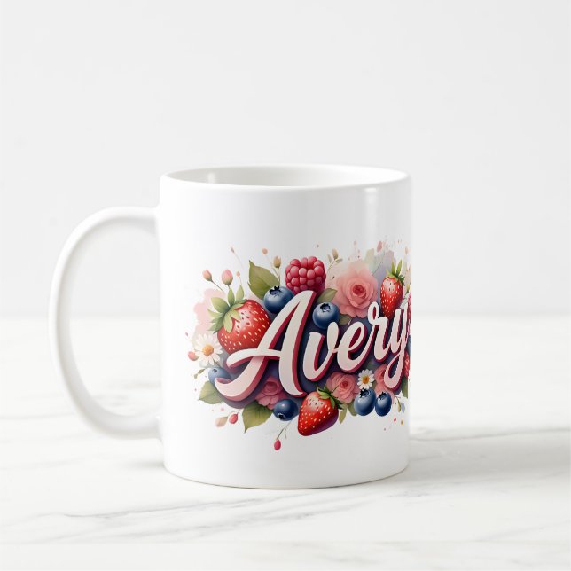Personalised Berry Floral Name Mug – Avery (Left)