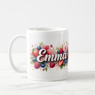 Personalised Berry Floral Name Mug – "Emma"