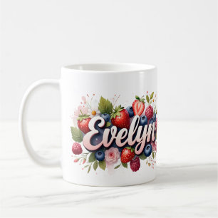 Personalised Berry Floral Name Mug – Evelyn