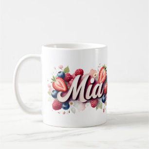 Personalised Berry Floral Name Mug – Mia