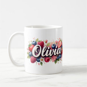Personalised Berry Floral Name Mug – Olivia