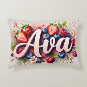 Personalised Berry Floral Name Pillow " Ava "