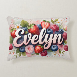 Personalised Berry Floral Name Pillow "Evelyn"