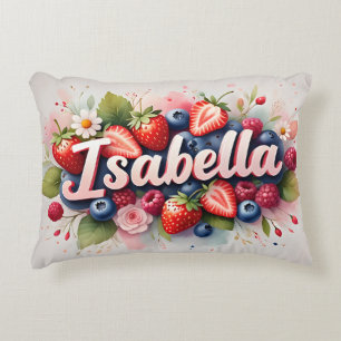 Personalised Berry Floral Name Pillow "Isabella"