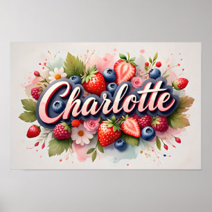 Personalised Berry Floral Name Poster "Charlotte"
