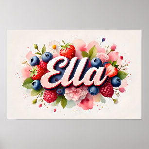 Personalised Berry Floral Name Poster "Ella"