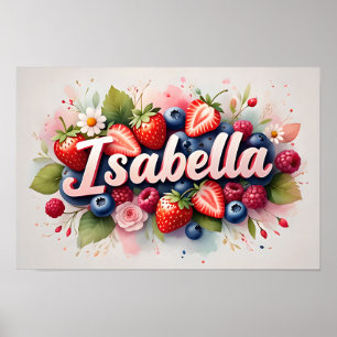 Personalised Berry Floral Name Poster "Isabella"