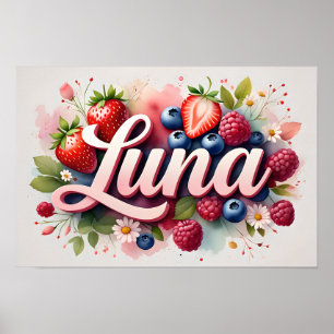 Personalised Berry Floral Name Poster "Luna"