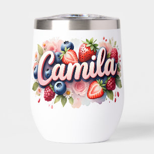 Personalised Berry Floral Tumbler – "Camila"