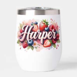 Personalised Berry Floral Tumbler – "Harper"