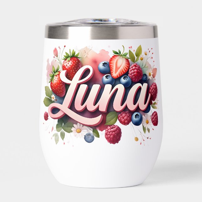 Personalised Berry Floral Tumbler – "Luna" (Front)